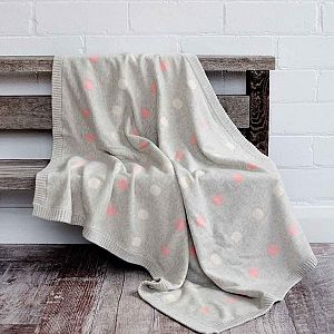Cotton Cashmere Spot Blanket - Pink