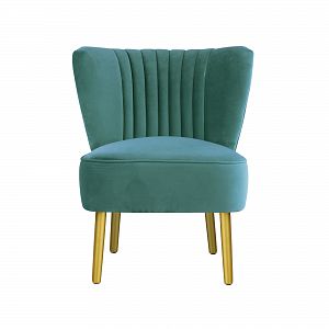 Velvet Slipper Chair - Aqua